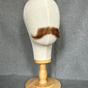 Realistic fake brown mustache, handmade from natural hair, cosplay accessory