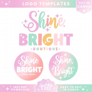 Pastel Rainbow Logo Design Templates - Customizable Rainbow Logo Design Instant Download