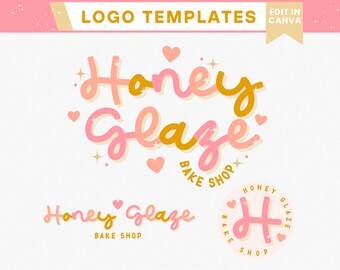 Cute Girly Logo Design Templates - Customizable Rainbow Logo Design Instant Download