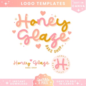 Cute Girly Logo Design Templates - Customizable Rainbow Logo Design Instant Download