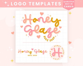 Cute Girly Logo Design Templates - Customizable Rainbow Logo Design Instant Download