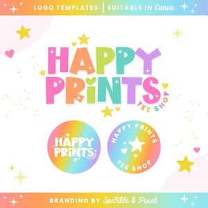 Bearbeitbare Logo Canvas-Vorlagen - Buntes, anpassbares Logo-Design für kleine Unternehmen, sofortiger Download