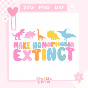 Make Homophobia Extinct SVG PNG JPG, Lgbtq Gay Pride Commercial Use