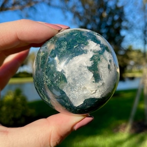 2&quot; Polished Moss Agate Sphere with Stand