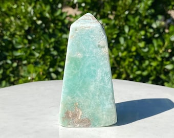 3.75" Top Quality Blue Aragonite Tower, Caribbean Blue Calcite Obelisk