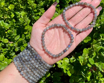 ONE All Natural 6mm 7.5" Labradorite Crystal Stretch Bracelet