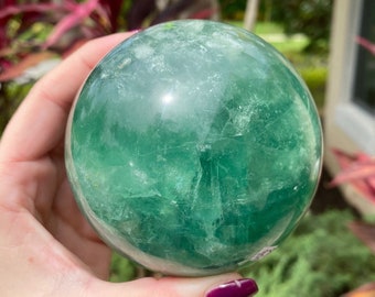 4.5" High Grade Polished Green Fluorite Crystal Sphere