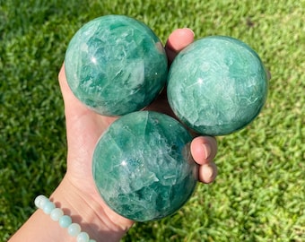ONE 2.5&quot; Top Quality Polished Green Fluorite Sphere from Mexico (6 Available, All Are Similar)