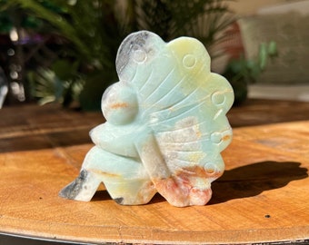 All Natural Hand Carved Caribbean Blue Calcite Crystal Fairy