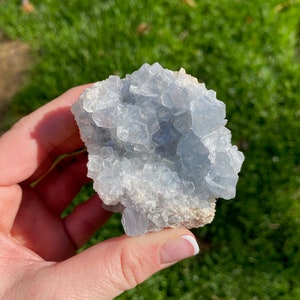 All Natural Raw Celestite Crystal Cluster from Madagascar