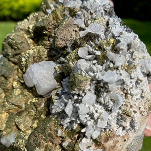 Rare Large Chalcopyrite with Calcite and Quartz from Bulgaria