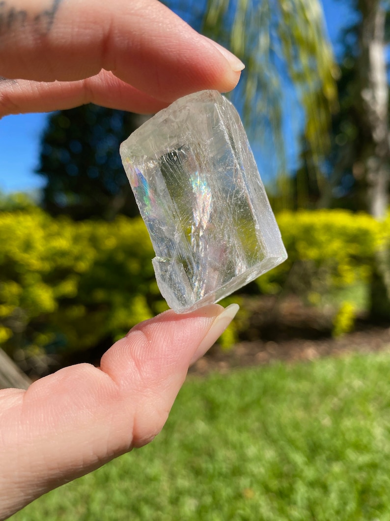 ONE Small Polished Clear Optical Calcite Cubes With Rainbow - Etsy