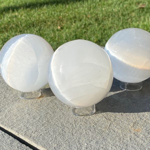 3" All Natural Polished Selenite Crystal Sphere