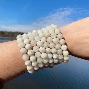 ONE All Natural 10mm 7.5&quot; Moonstone Crystal Stretch Bracelet