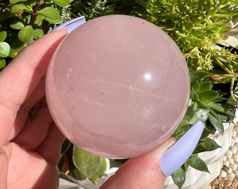 Polished 2.75" Rose Quartz Crystal Sphere from Mozambique