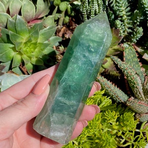 4.5&quot; Polished Green Fluorite Crystal Tower