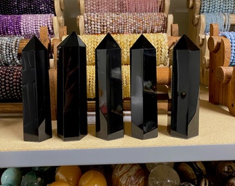 ONE Top Quality Black Obsidian Crystal Tower, Obsidian Crystal Generator