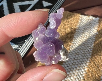 All Natural Purple Grape Agate Crystal Cluster, Botryoidal Chalcedony Crystal