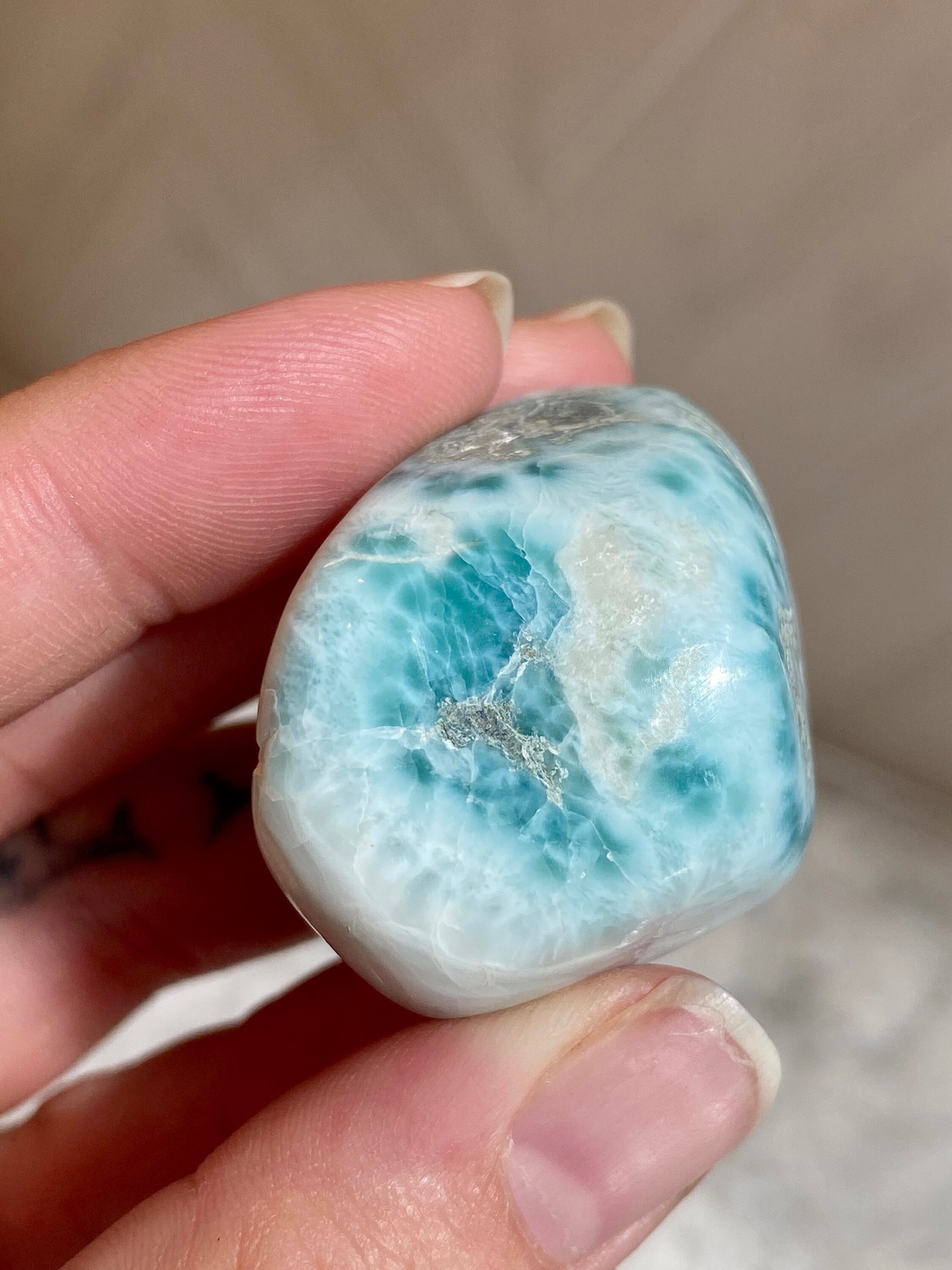 AA Grade Polished Larimar Crystal Tumble Larimar Crystal Etsy