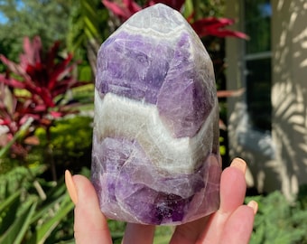 4.5" All Natural Polished High Grade Chevron Amethyst Crystal Point, Chevron Amethyst Tower