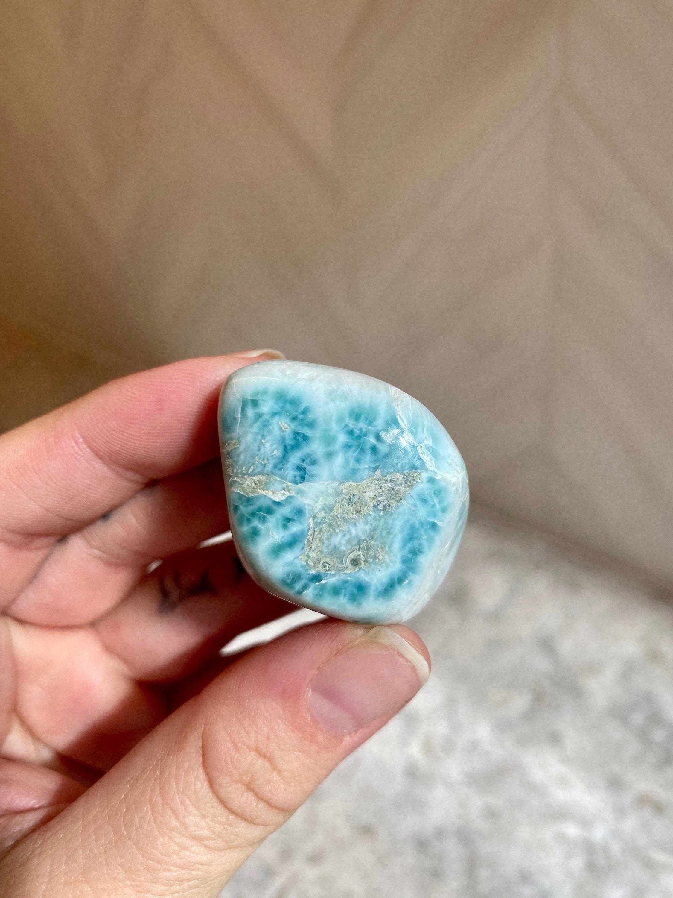 AA Grade Polished Larimar Crystal Tumble Larimar Crystal Etsy
