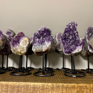 ONE Intuitively Chosen 4"- 6" Amethyst Crystal Cluster on Iron Stand