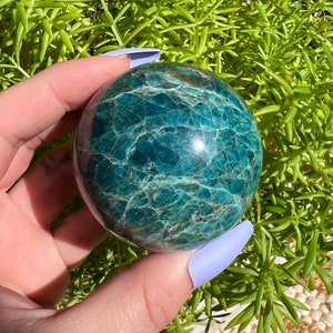 2" Polished High Grade All Natural Blue Apatite Crystal Sphere