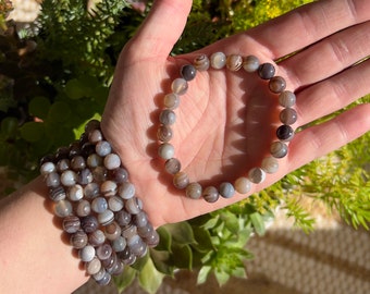 UNA pulsera elástica de ágata de Botswana totalmente natural de 8 mm y 7,5"