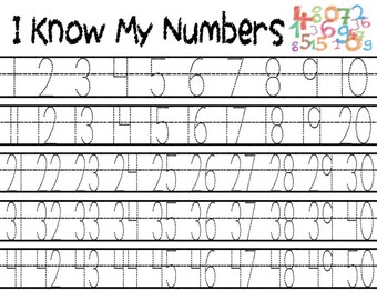 tracing numbers printable worksheet 1 50 tracing printable etsy
