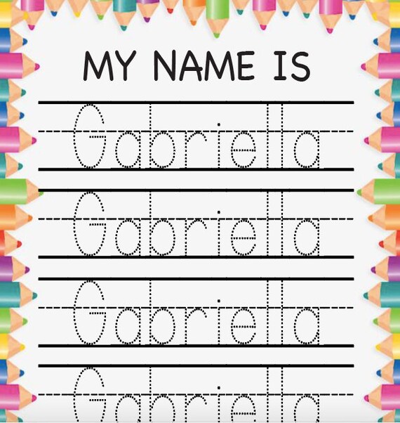 tracing printable worksheet name tracing worksheet digital etsy