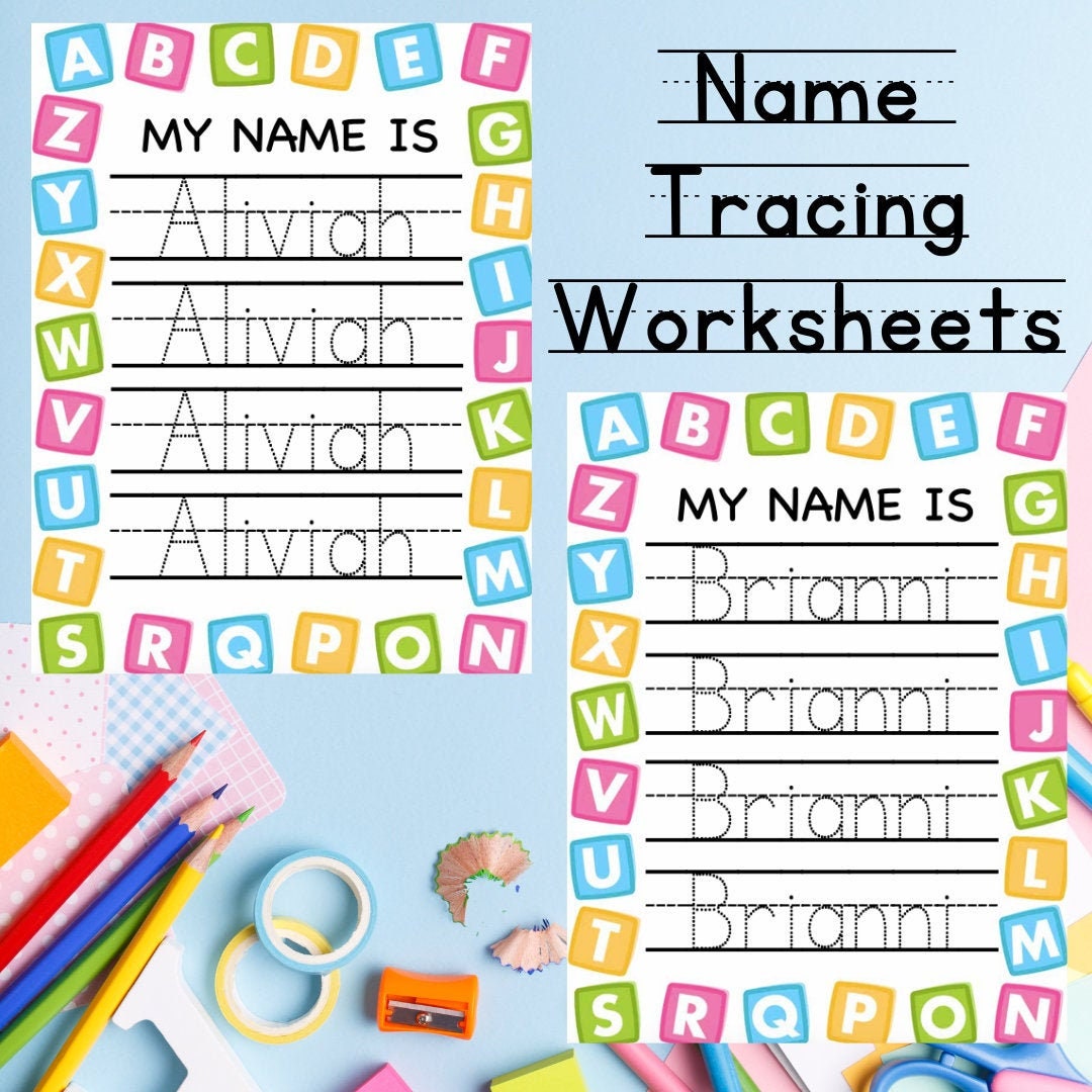 tracing printable worksheet name tracing worksheet digital etsy