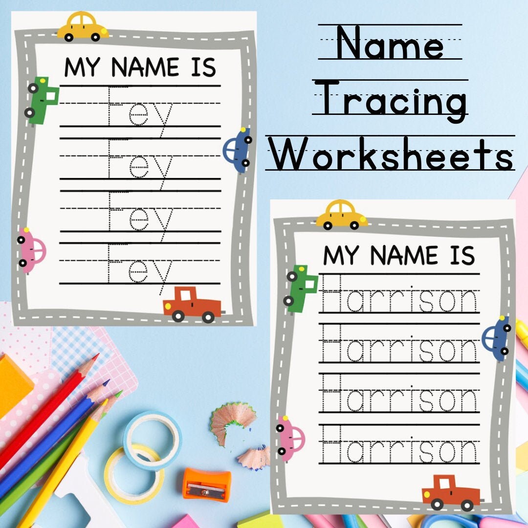 digital file personalized cars color learning to write my name etsy