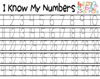 tracing numbers printable worksheet 1 50 preschool etsy