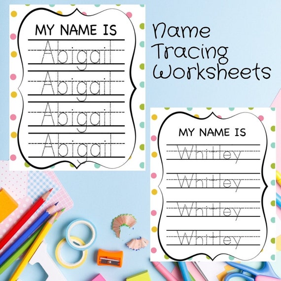 tracing printable worksheet name tracing worksheet digital etsy