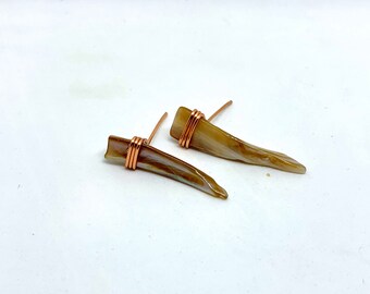Earrings Conch shell earrings, gold, geometric, neutral, rose gold, lightweight, modern, gift, minimalist
