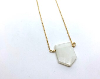 Moonstone necklace, Moonstone Jewelry, Minimalist Jewelry, white gemstone necklace, faceted moonstone necklace, faceted stone jewelry, gift