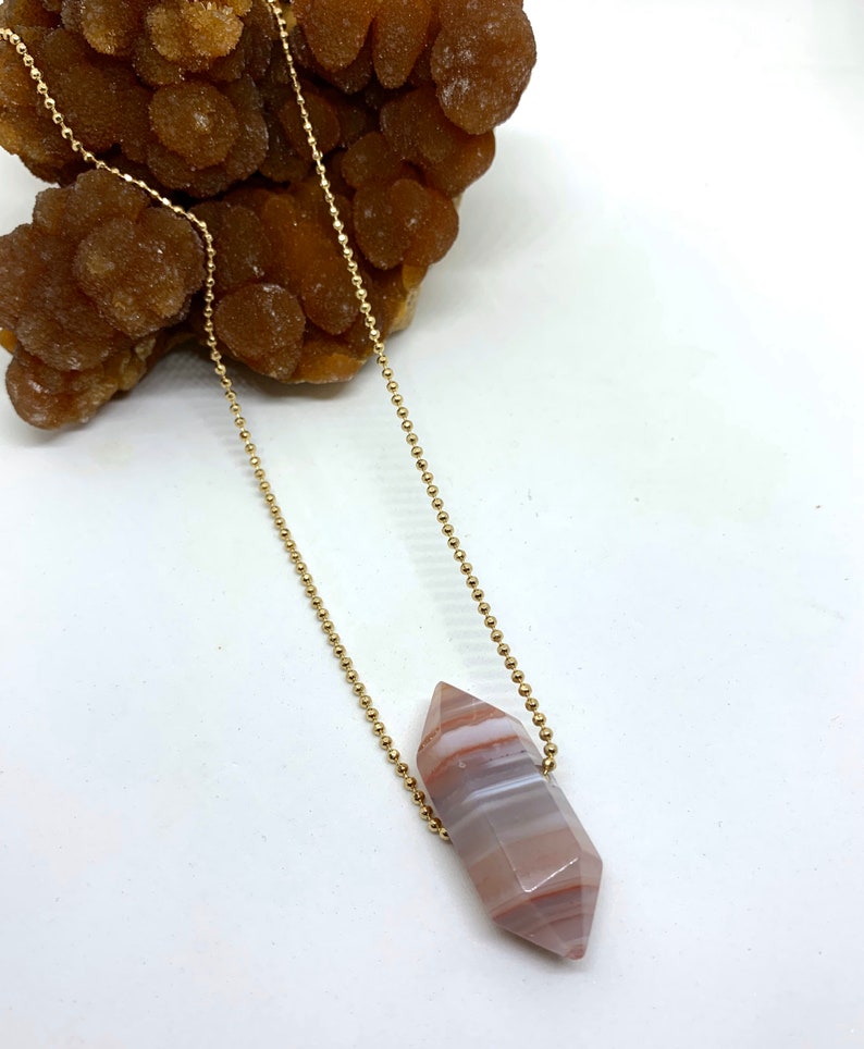 minimalist multicolor gift geometric gold neutral modern Necklace quartz crystal double point pendant necklace on gold chain