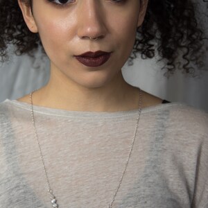 Necklace 3 pearl necklace, silver, geometric, neutral, gray, lightweight, modern, gift, minimalist