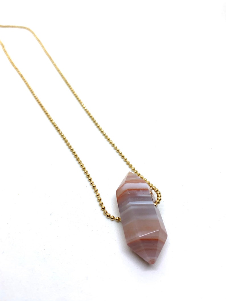 minimalist multicolor gift geometric gold neutral modern Necklace quartz crystal double point pendant necklace on gold chain