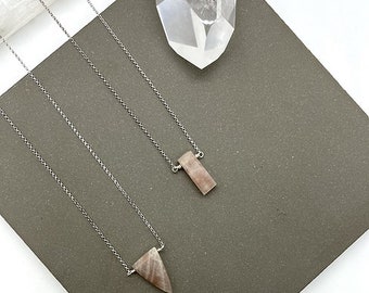 Moonstone necklace, Moonstone Jewelry, Minimalist Jewelry, pink gemstone necklace, Peach moonstone necklace on bronze chain, jewelry gift