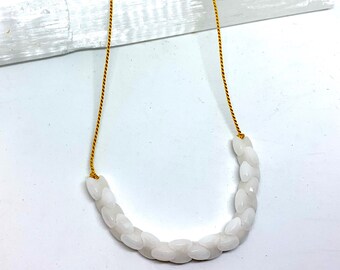 Necklace Quartzite on silk cord adjustable necklace, geometric, neutral, red orange white, lightweight, modern, gift, minimalist
