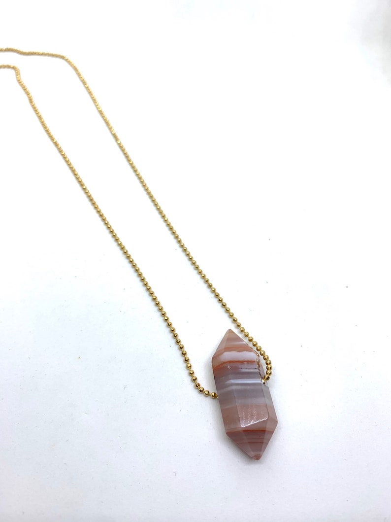 minimalist multicolor gift geometric gold neutral modern Necklace quartz crystal double point pendant necklace on gold chain