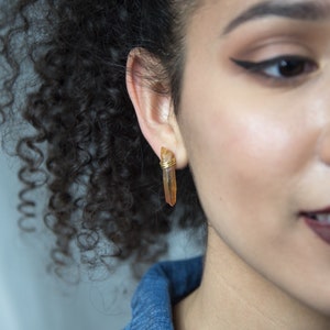Earrings Quartz earrings, gold, silver, crystals, geometric, neutral, metallic, lightweight, modern, gift, minimalist