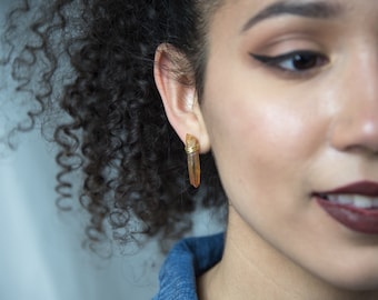 Earrings Quartz earrings, gold, silver, crystals, geometric, neutral, metallic, lightweight, modern, gift, minimalist