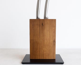 Magnetisch messenblok van eikenhouten wijnvat 1942 – Handgemaakt magnetisch messenblok van eikenhouten vatstaaf Cadeau voor chefs en designliefhebbers