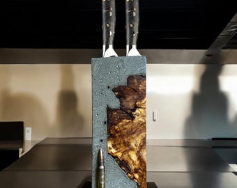 Wooden knife block, knife strip, magnetic knife block, magnetic knife block, epoxy resin, wooden knife holder, knife stand, decoration