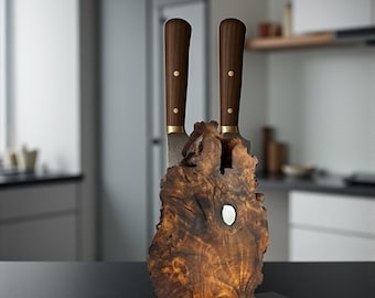 Magnetic knife block made of olive wood & Reinzin – Handcrafted designer knife holder from Germany