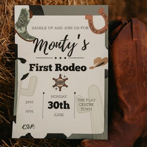 First Rodeo Birthday party invitation- Digital template to personalise