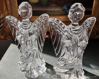 Waterford Crystal Guardian Angel 6'' Set of 2 /Vintage Waterford Crystal Praying Angel, Signed Waterford  Waterford praying angel