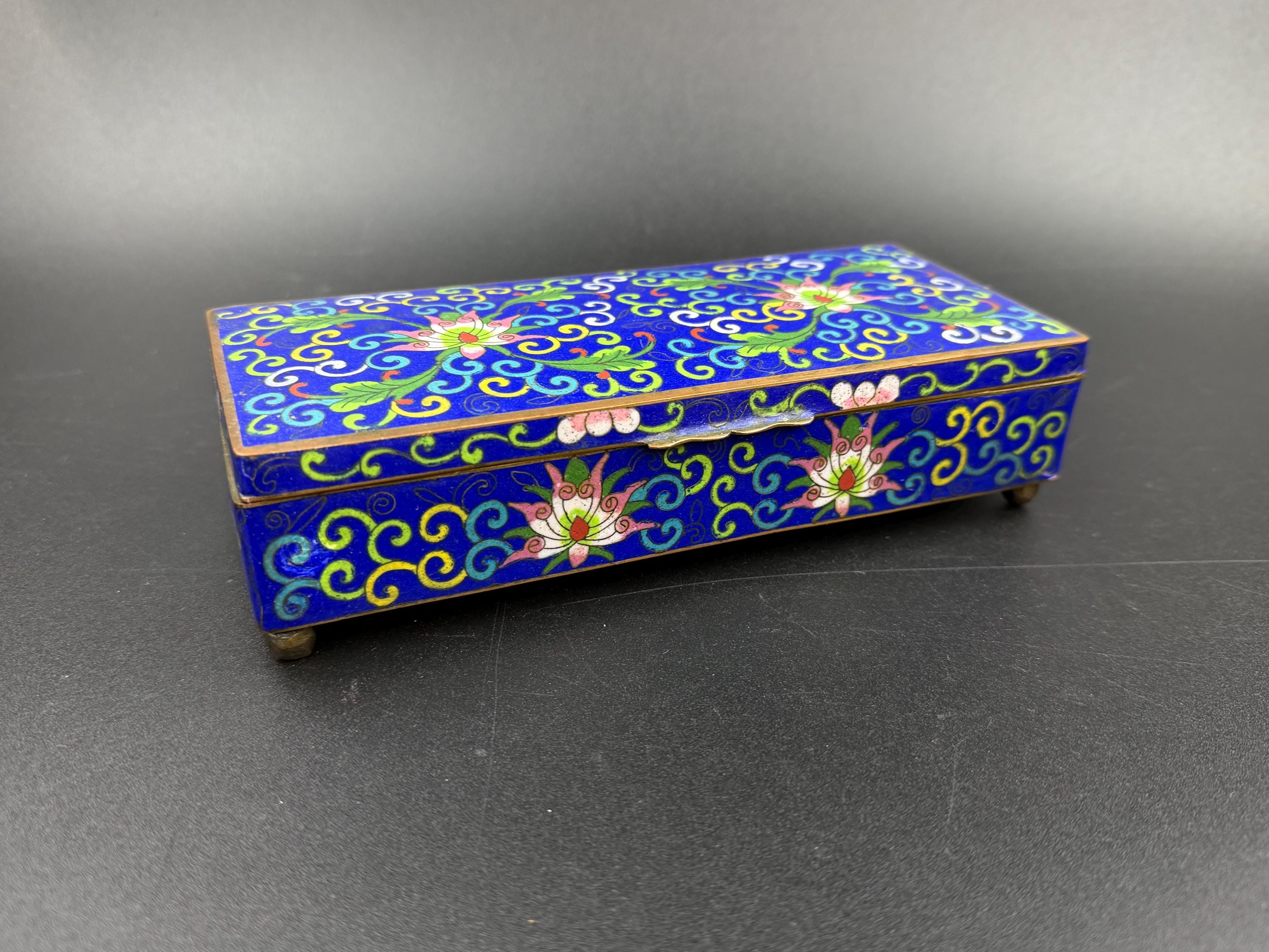 Antique Chinese Brass Enamel Box - Etsy